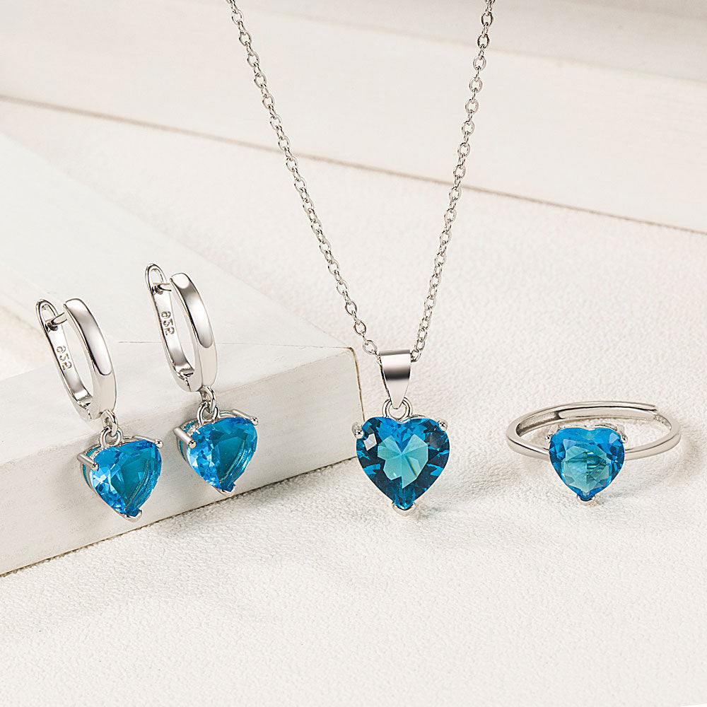 Wholesale Valentine's Day Love Zircon Necklace Earrings Ring Set
